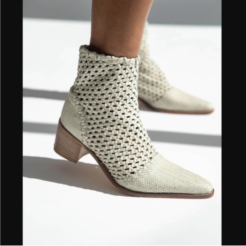 Free People White In the Loop Woven Ankle Booties size 39